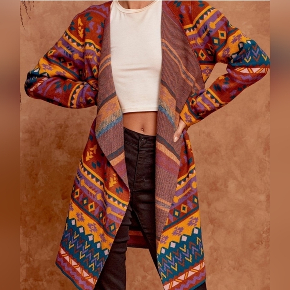 Savanna Jane sz 2X Aztec print cardigan sweater new